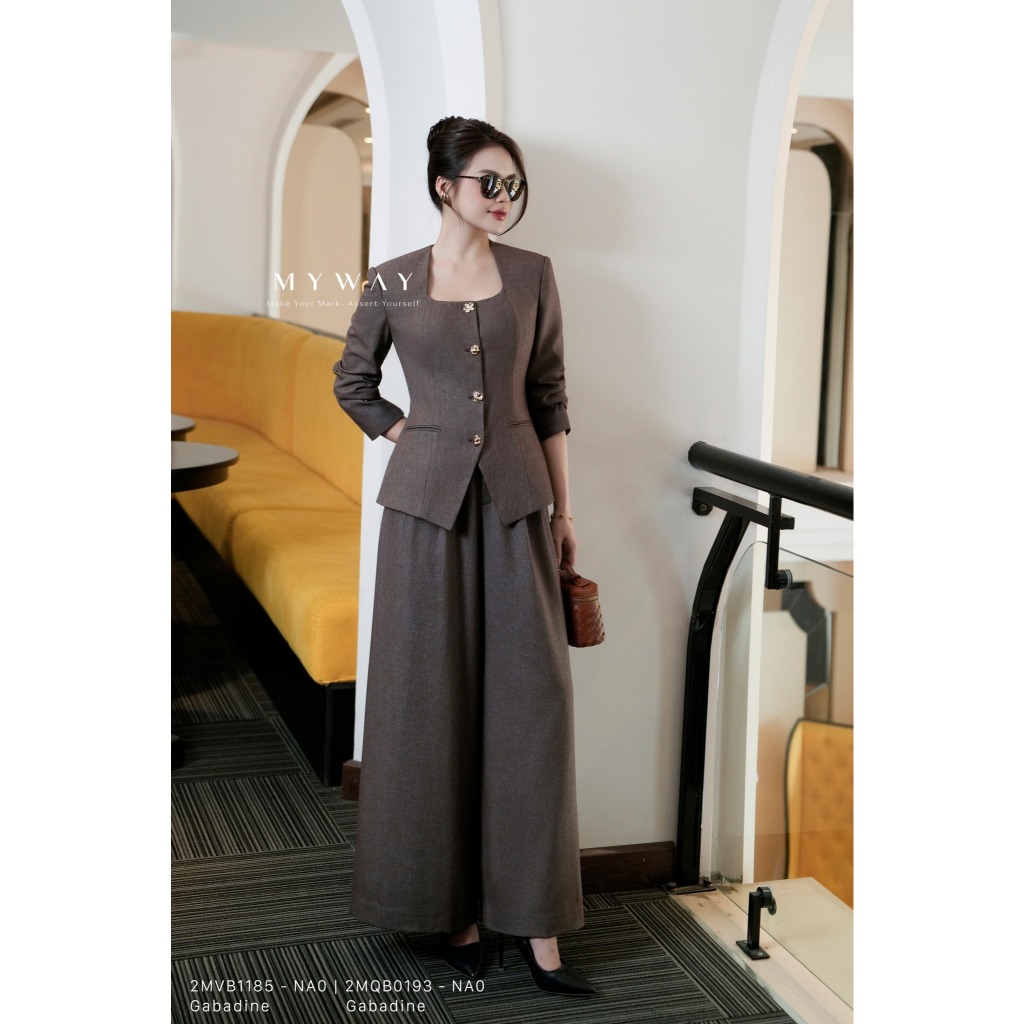 Set Bộ Vest Công Sở Nữ MY WAY Dài Tay Cổ Vuông Thiết Kế Cao Cấp 2MVB1185 2MQB0193