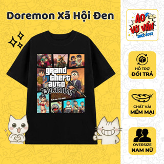 Áo Vớ Vẩn Doraemon GTA, Áo Thun Oversize Anime Hài hước, Premium Cotton 4 chiều nam nữ