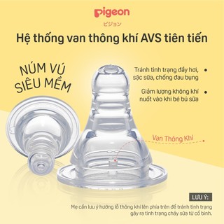 Bình sữa PPSU cổ hẹp Pigeon núm ti silicone siêu mềm chống sặc đầy hơi cho bé sơ sinh chính hãng