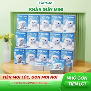 Bịch 10 gói khăn giấy mini TOPGIA, 1 gói 8 tờ, giấy bỏ túi cao cấp 4 lớp đanh dai mềm mịn