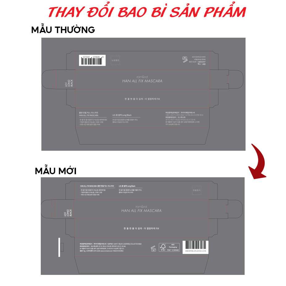 [Rom&nd] Mascara chuốt mi siêu dài và cong mi tự nhiên, chống trôi Hàn Quốc Romand Han All Fix Mascara - Han All Line 7g | BigBuy360 - bigbuy360.vn