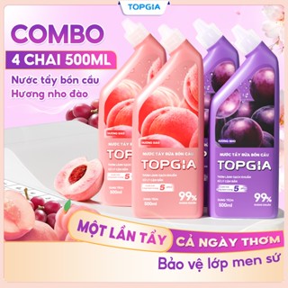 Combo 4 chai 500ml nước tẩy bồn cầu TOPGIA hương thơm dịu nhẹ, khử mùi hôi phù hợp với nhiều bề mặt