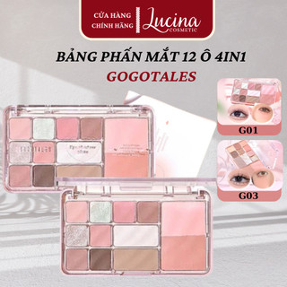  Bảng Phấn Mắt GOGOTALES Phấn Mắt Má Tạo Khối 12 ô 4IN1 Heart Racing Nhũ Sáng Mịn GT724 14.6G LUCINA COSMETICS 