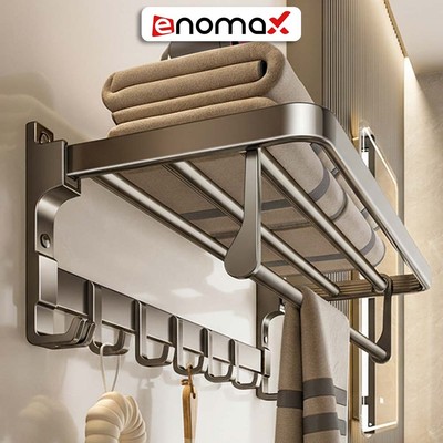 Kệ nhà tắm Enomax treo khăn phòng tắm dán tường. Nhôm hàng không cao cấp, dày dặn, chống gỉ. Bảo Hành 10 Năm (Eno 0134)