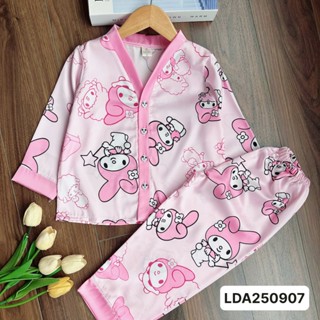  SALE LDA250907 Bộ pijama lụa latin cổ y tay dài cho bé gái 15kg-42kg tay dài quần dài chất liệu lụa cao cấp MinMin Baby 