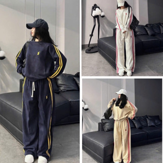  sét Bộ Nỉ Nữ 2 Da L1 Áo Cổ Tròn Phối Quần Suông Dài Thêu Ngựa Form OverSize Phong Cách Trẻ Trung Cá Tính 