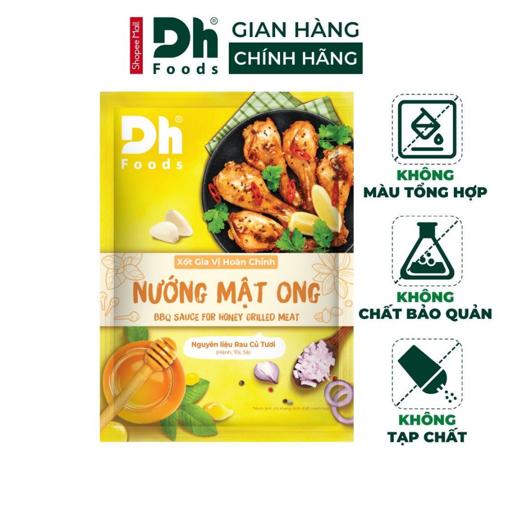 Xốt gia vị hoàn chỉnh nướng mật ong Dh Foods thành phần tự nhiên ướp các món gà, thịt, sườn gói 80gr