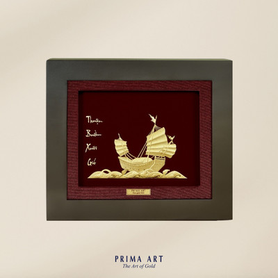 Tranh treo tường Mỹ Nghệ Phủ Vàng 24K PRIMA ART - Thuyền Thuận Buồm Xuôi Gió - Size 33x38 cm - CGS-0510-02