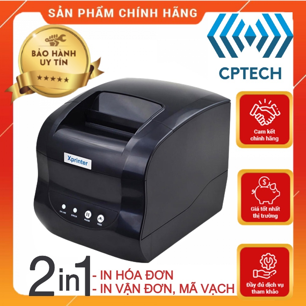Máy in tem + in hoá đơn K80 Xprinter XP 365B in đơn hàng GHTK, in tem nhãn và phiếu giao hàng các sàn TMĐT