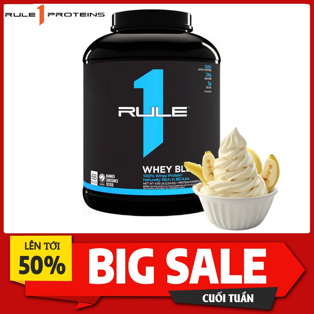 Rule 1 Whey Blend – Sữa Whey Protein 5lbs Vị Ngon, Hỗ Trợ Xây Dựng Cơ Bắp Nhanh vị Chuối