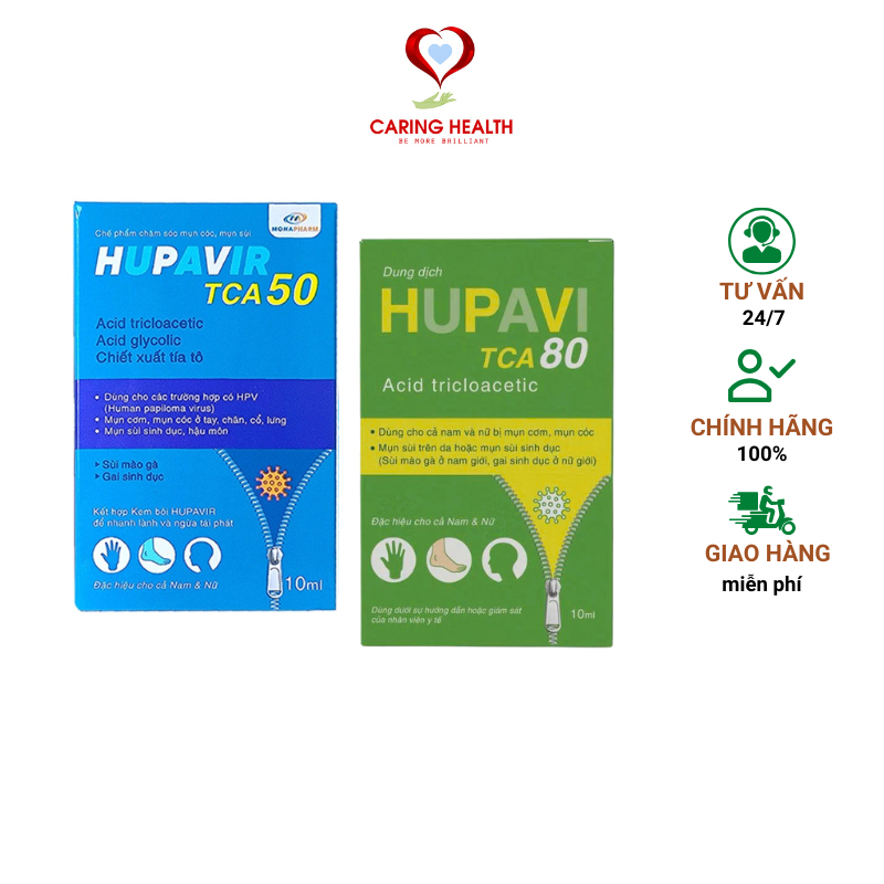 [Cam kết che tên] Dung dịch HUPAVIR TCA 50%, 80% chấm mụn sùi HPV, mụn cơm, mụn 10ml
