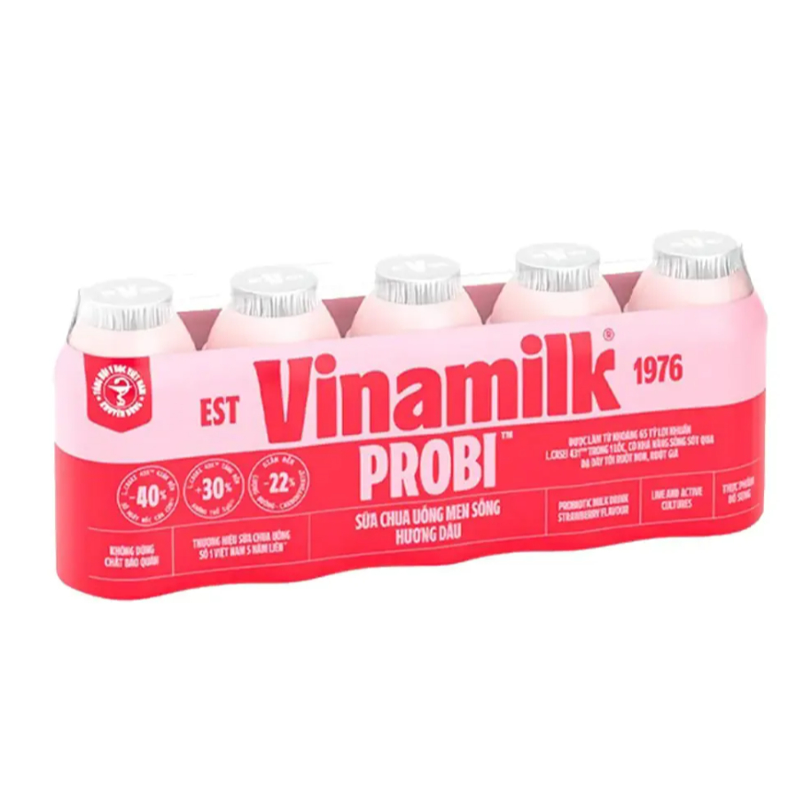 Sữa chua uống Vinamilk Probi dâu, lốc 5 chai, 65ml