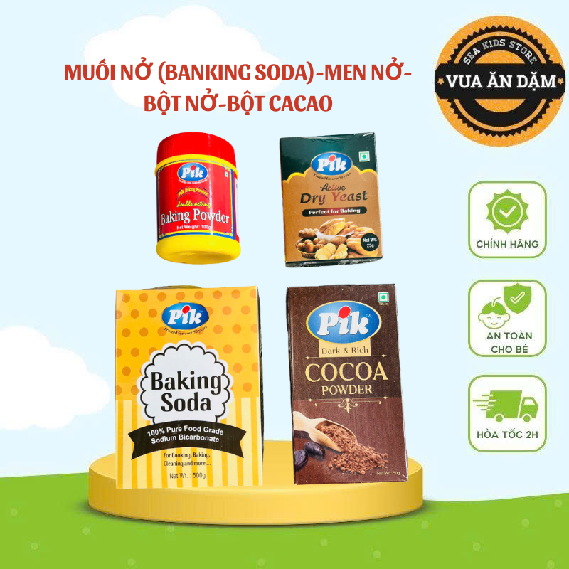 Bột Banking SODA/Muối nở, Men nở, Bột nở, Bột Cacao - Nguyên liệu làm bánh PIK nhập khẩu Ấn Độ