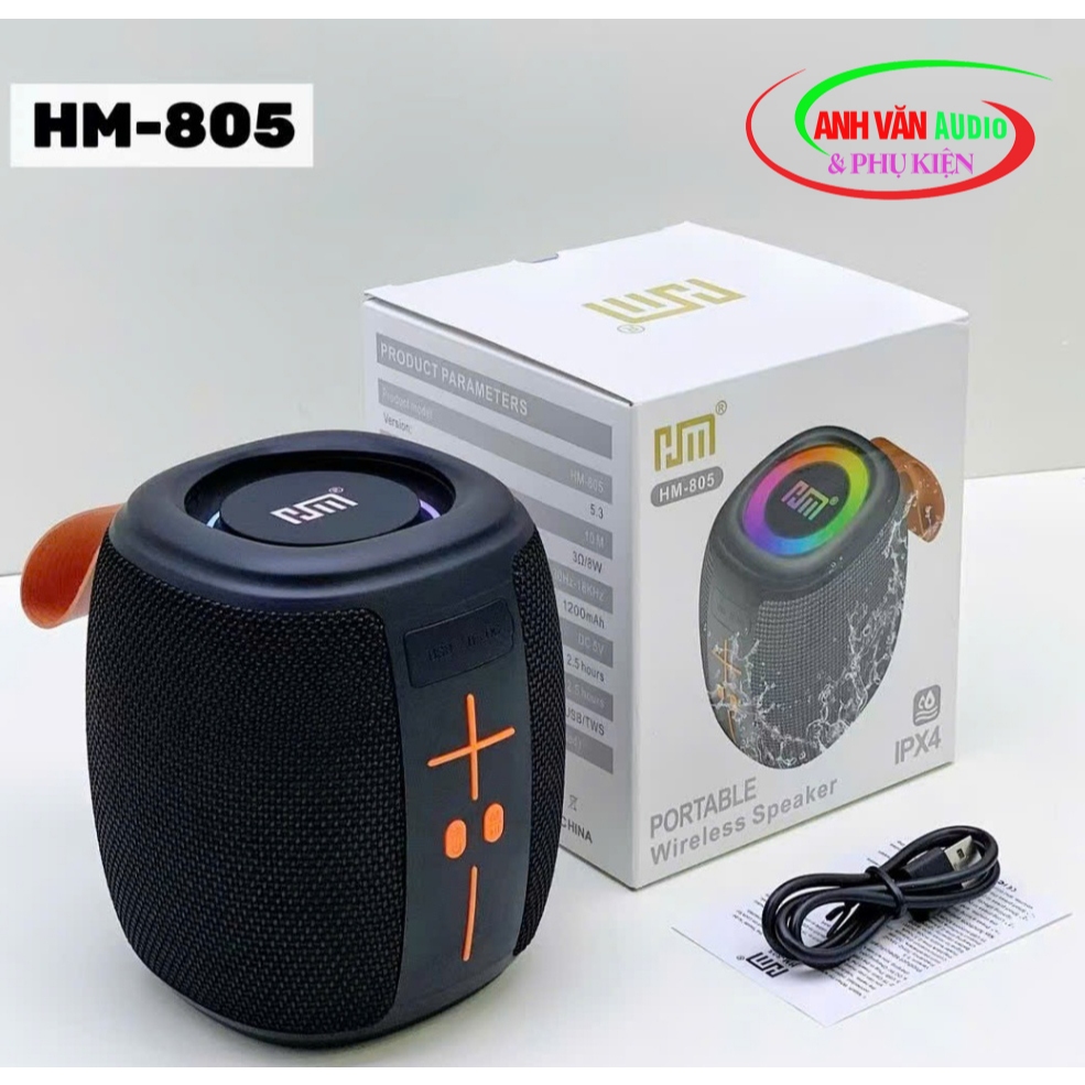  Loa Bluetooth HM-805-Bass Mạnh âm thanh to Có Đèn LED Kết Nối Nhanh Pin Trâu. hỗ chợ USB,thẻ nhớ 
