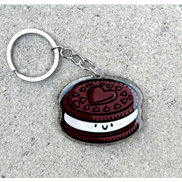 Sandwich Cookie Keychain | Cute Acrylic Keychain | chocolate cookie keychain | cookie with cream | c