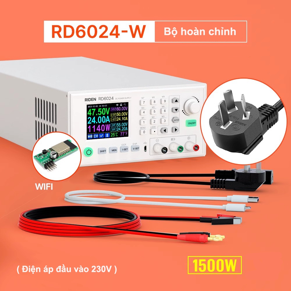 Bộ Cấp Nguồn Có Wifi RD6024W Hoàn Chỉnh Đầy Đủ Phụ Kiện Lắp Ráp Tại Nhà Máy