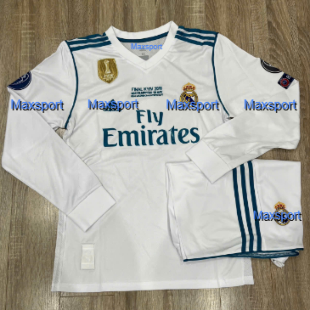 Bộ Quần Áo CLB Real 2018 - Áo Real.Madrid. Tay Dài Retro 2018 - Vải Thái Cao Cấp
