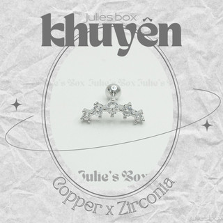   1 Chiếc   BẤM  Khuyên Tai Vành 5 Đá Tai Xỏ Nam Nữ Hình Unisex Không Gỉ Sét Julies box 