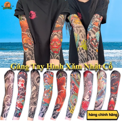 Găng Tay Hình Xăm Nhật Cổ 3D Phong Cách Thời Trang Unisex (1 chiếc)