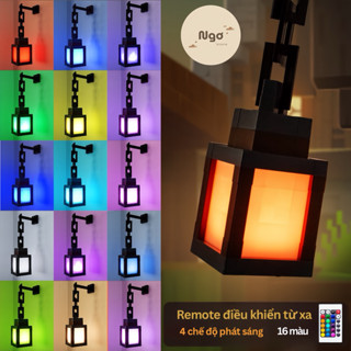 [Đặt trước] Đèn Minecraft đèn lồng đổi màu kèm dây xích treo, remote trang trí, đèn led ngủ decor phòng