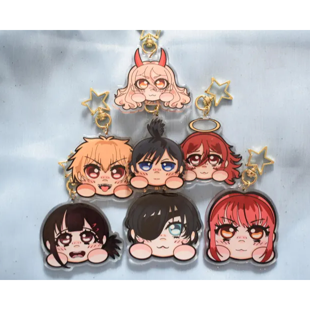 CSM nesoberi inspired keychains, Makima, Denji, Aki, power, Angel, Himeno, kobeni
