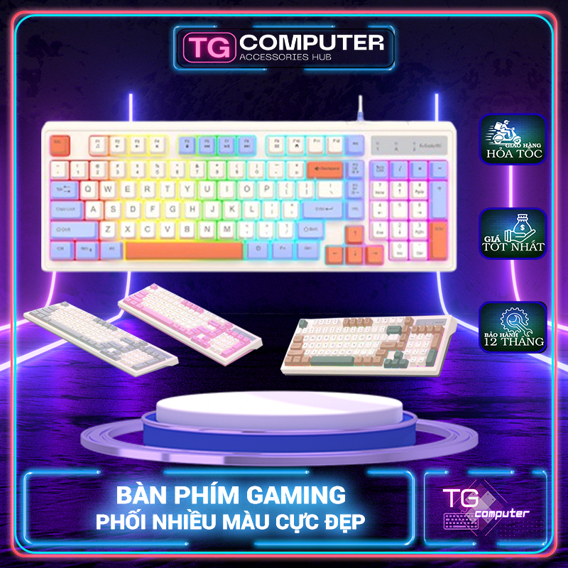 Bàn phím gaming keycap phối màu - Bàn phím giả cơ có led bền bỉ giá rẻ đẹp nhiều màu VTTG GCK8 | BigBuy360 - bigbuy360.vn