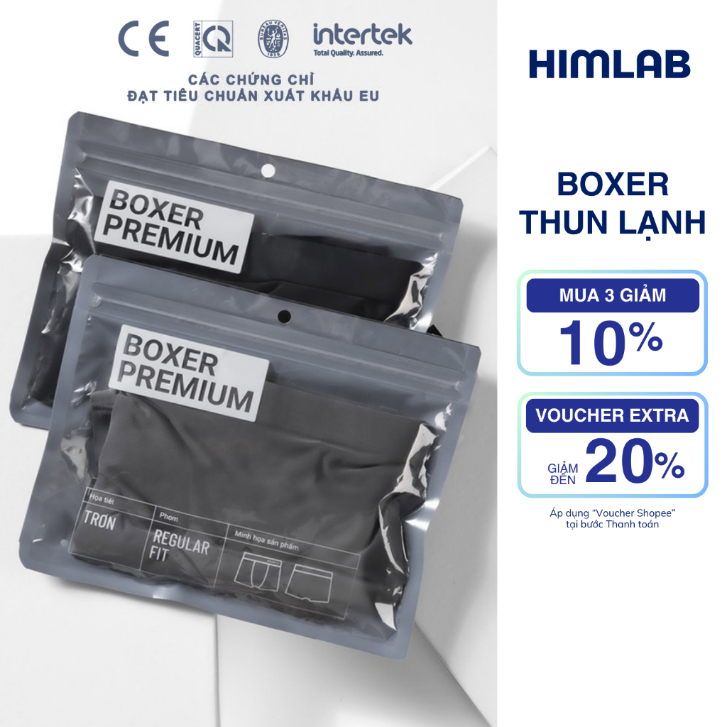 Quần Lót Boxer Nam Vải Lụa Băng Tự Nhiên 100% Quần Sịp Nam Thun Lạnh Cao Cấp HIMLAB