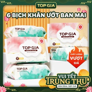  Thùng 6 Bịch Khăn ướt Top Gia Ban Mai 80 tờ Để Bàn Mềm Mại Không Mùi Không Parabens 