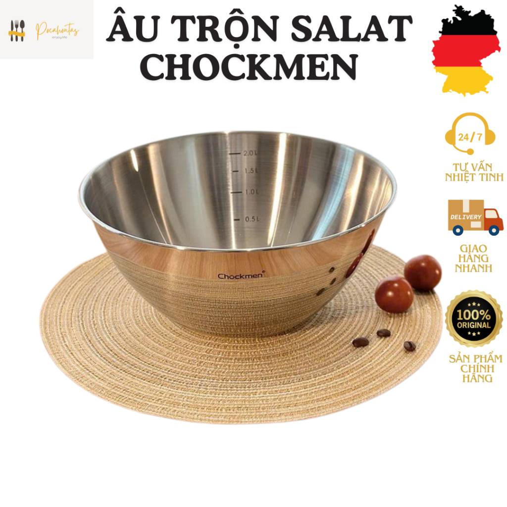 Tô inox CHOCKMEN, tô salat, âu trộn CHOCKMEN, âu trộn bột, âu trộn salat, bát inox trộn CHOCKMEN
