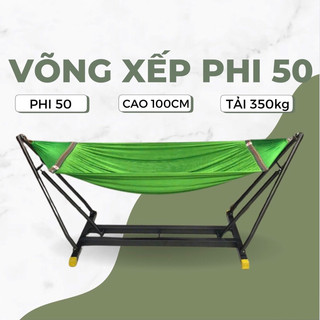Bộ võng xếp khung thép sơn tĩnh điện, võng lưới khung phi 50 cao cấp chịu tải 350kg