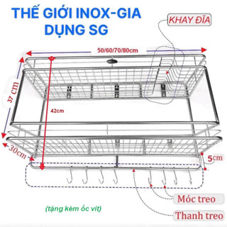 [ BẢO ĐẢM CHẤT LƯỢNG ] Kệ Úp chén 2 tầng treo tường Inox -Tặng kèm ốc vít