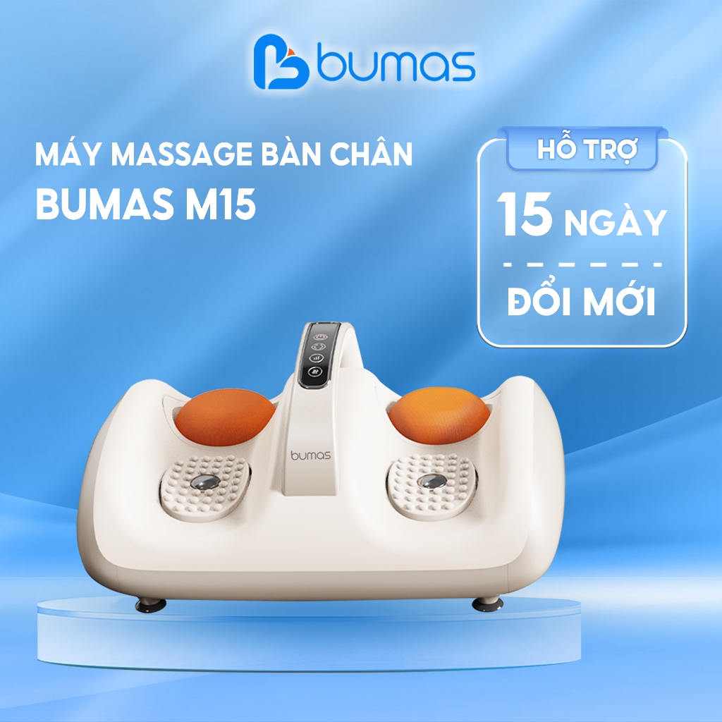 Máy Massage Bàn Chân BUMAS M15 - Massage Rung Tần Số Cao Con Lăn Tự Động Chườm Ấm Ánh Sáng Đỏ