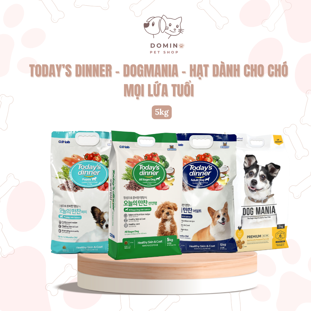 [DATE MỚI] [5KG] Thức ăn hạt khô cho chó DOG MANIA, TODAY'S DINNER DOG