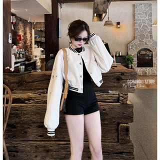  Áo Khoác Da Nữ Bomber Dáng Ngắn Dài Tay QCCC Cao Cấp 