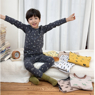   Bé Trai 2025  Bộ Quần Áo AmbbKids Dài Tay Nâng Cấp Mới Vải Cotton Kháng Khuẩn 10A Thu Đông Mặc Nhà Len Kéo Khung 280g 