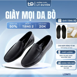 Giày Lười Da Bò Giày Mọi Nam Đế Cao Su Mềm Dẻo Giầy Tây Âu Nhập Khẩu Đen Nâu Size38-43 LDM11