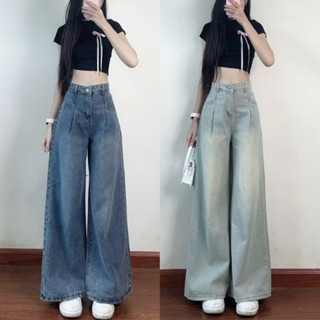 Quần Jean Nữ Ống Suông Rộng HARI Wash RETRO Bụi Màu Đen Và Xanh Lưng Cao Phong Cách Vitager PREMIUM Ulzzang Hàn Quốc