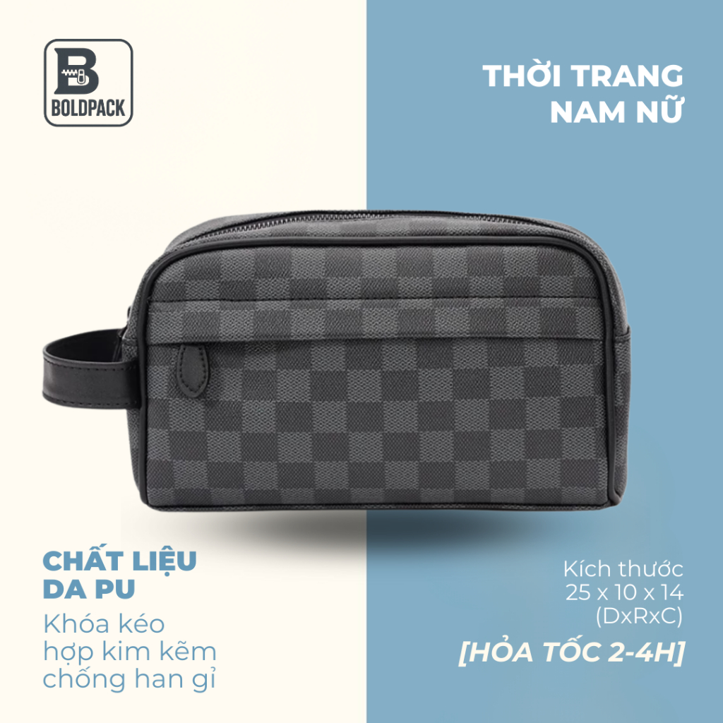 [Hoả tốc HN] Ví clutch cầm tay, kẹp nách nam nữ da Pu đen kẻ caro cao cấp thời trang trang sang trọng, lịch lãm