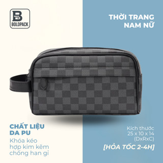 [Hoả tốc HN] Ví clutch cầm tay, kẹp nách nam nữ da Pu đen kẻ caro cao cấp thời trang trang sang trọng, lịch lãm