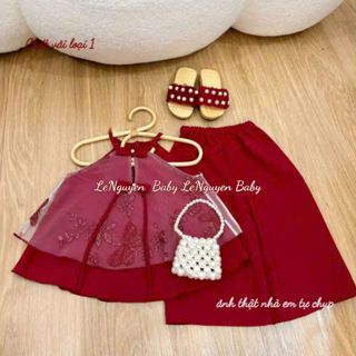  LeNguyen Baby Bộ Yếm Bé Gái Thảo Chi - Thiết Kế 2 Lớp Cao Cấp Vải Lưới Mềm Mịn & Lụa Mềm Mịn Phù Hợp Trung Thu Lễ Tế Cho 