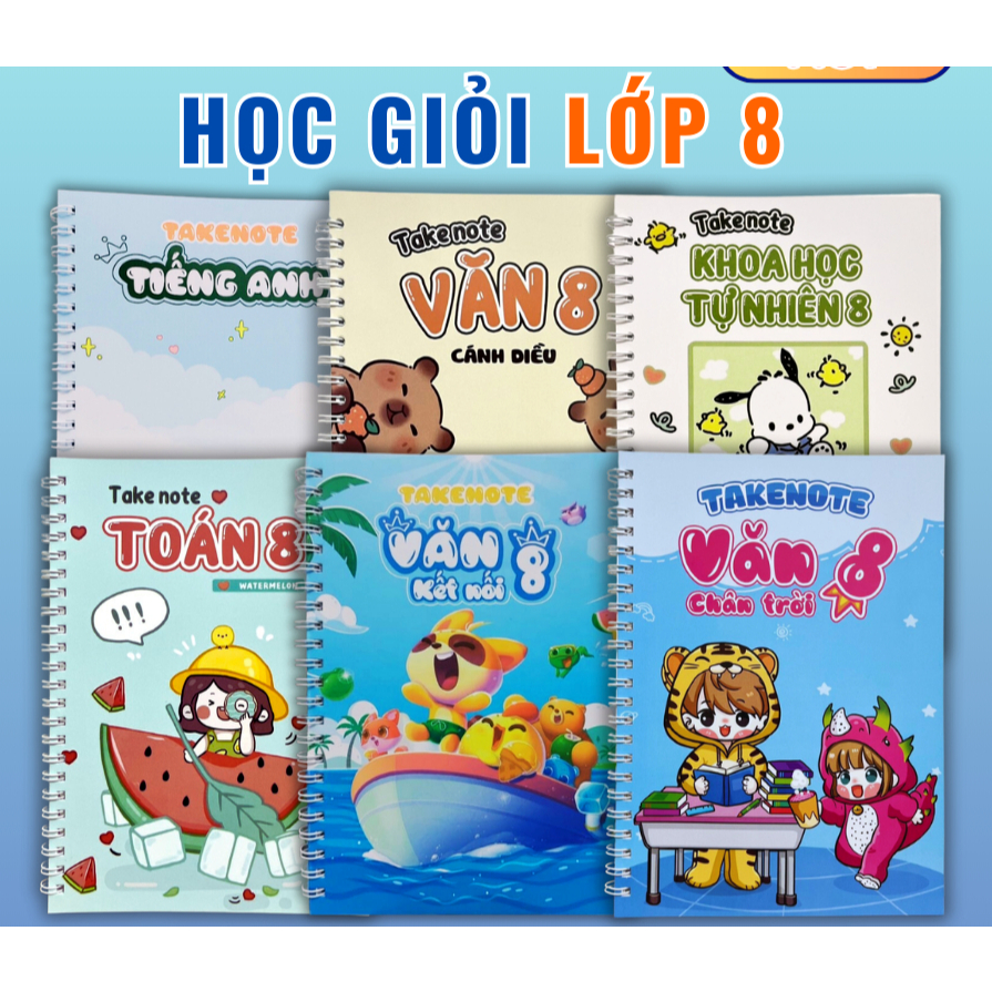 [COMBO 4 CUỐN] Sổ Tay Takenote Tóm Tắt Kiến Thức Lớp 8 – Toán, Văn, Tiếng Anh, Khoa Học Tự Nhiên.