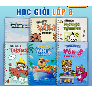  COMBO 4 CUỐN  Sổ Tay Takenote Tóm Tắt Kiến Thức Lớp 8 – Toán Văn Tiếng Anh Khoa Học Tự Nhiên. 