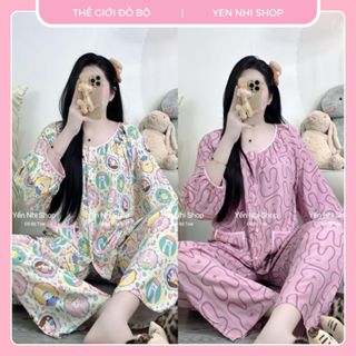  Đồ Bộ Tole Lanh Nữ L1  45-85kg  Thiết Kế Dáng Áo Tay Dài 2 TÚI VIỀN Quần Dài  YN004 