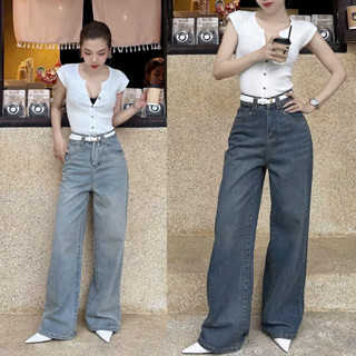 YURI JEANS - Quần Jeans Nữ Ống Suông Basic Viền Túi Đôi Mã09