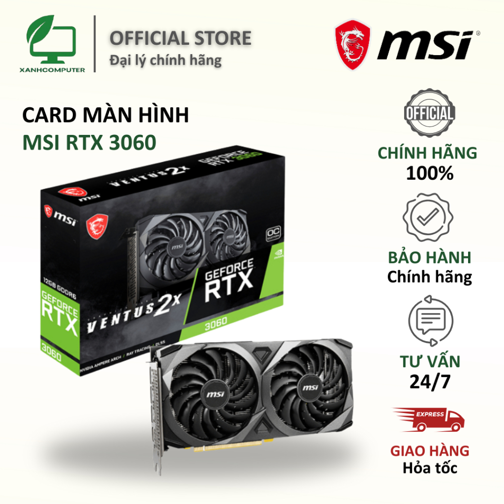 Card màn hình MSI RTX 3060 VENTUS 2X OC 12 GB - Hàng chính hãng