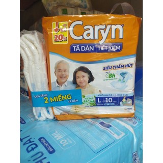 Mua 5 gói tặng 1 gói Tã dán người già CARYN size M/L gói 10 miếng siêu thấm mỏng nhẹ 38_68kg