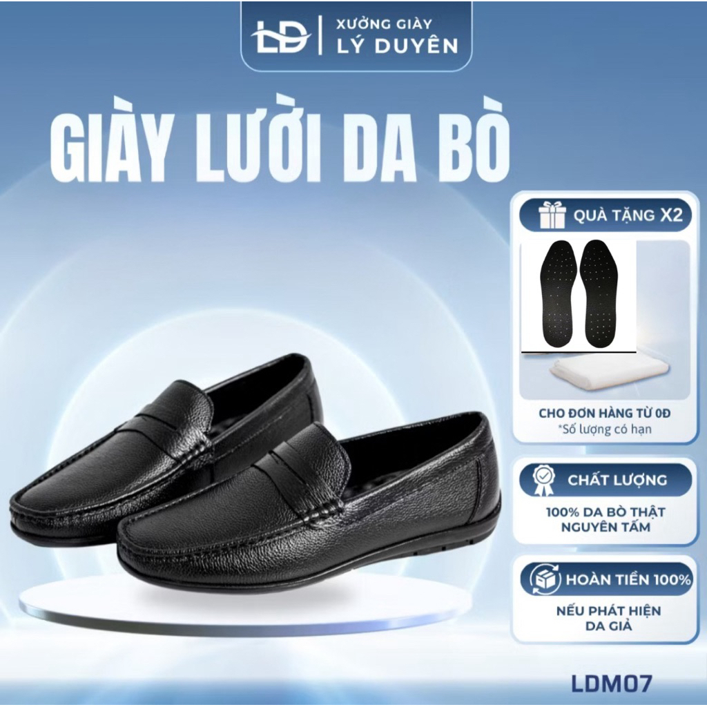 Giày Tây Nam Giày Da nam Công Sở MoCa Cao Cấp Da Bò Thật Đế Khâu Giày Lười Nam Đẹp Trẻ Trung Bảo Hành 1 năm LDM07