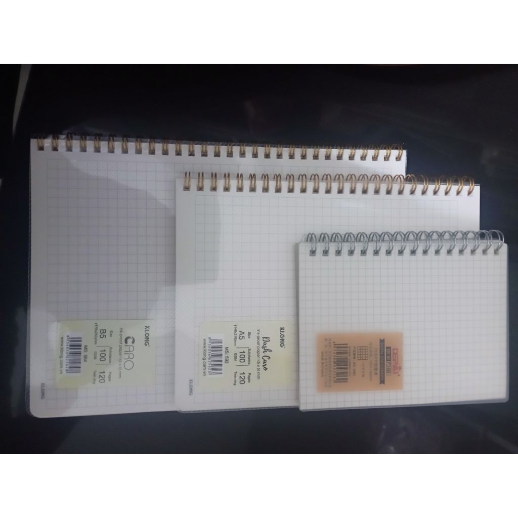 Sổ ghi chép KLONG A5 100 trang.B5 100 trang - Dòng Dash Caro (MS: 592)