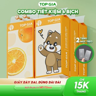 Thùng 6 bịch, 9 bịch khăn giấy treo tường Top Gia gấu trúc 1000 tờ, 4 lớp làm từ bột tre nguyên chất
