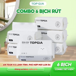 Combo 6 bịch, 4 bịch khăn khô Top Gia dùng 1 lần làm từ vải viscose thiên nhiên mềm mại, an toàn